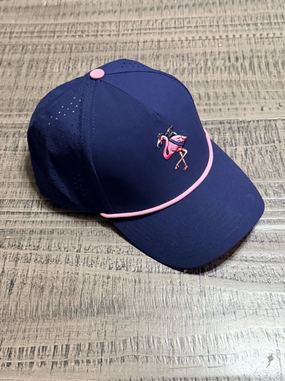 Pink Navy Birdie Boss Golf Hat with Pink Flamingo 🦩 Embroidered